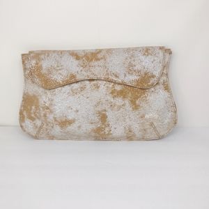Miss Albright Textured Cream and Tan Clutch